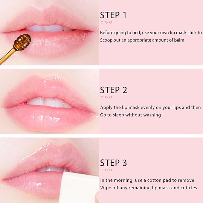 2PCS Bee Lip Balm Honey Pot, Honey Strawberry Lip balm Lip Mask with Stick, Moisturizing Lip Sleeping Mask Day & Night Lip Care - Hydrate Repair Prevent Dry Cracked Exfoliate (Honey & Strawberry)-FemmiqueWomen