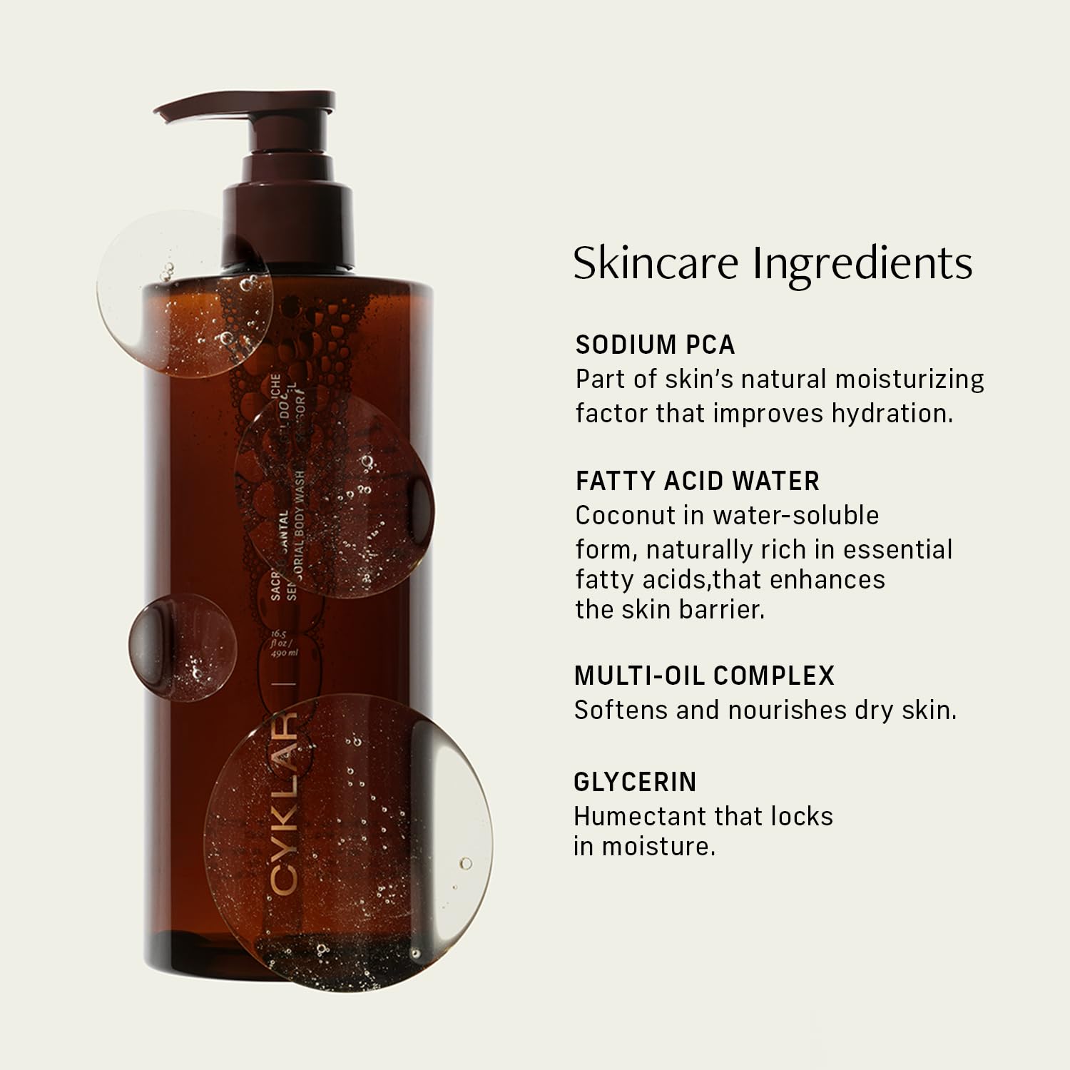 Sensorial Body Wash. Sacred Santal Hydrating Cleanser with Moisture Locking Multi-Oil Complex, Sodium PCA and Glycerin. Nourishing Shower Gel for Women and Men, 16.5 Fl Oz Luxury Bodywash-FemmiqueWomen