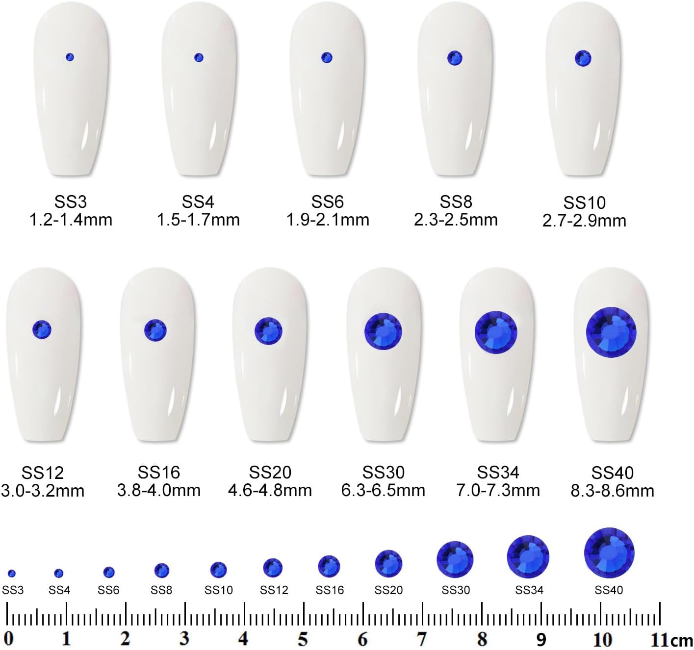 2000PCS SS16 Flatback Rhinestones | 12-Facet Diamond-Cut Glass Gems for Nail Art, Clothing, DIY Crafts |Glue-On Decoration Stones with Silver Backing(Sapphire)-FemmiqueWomen