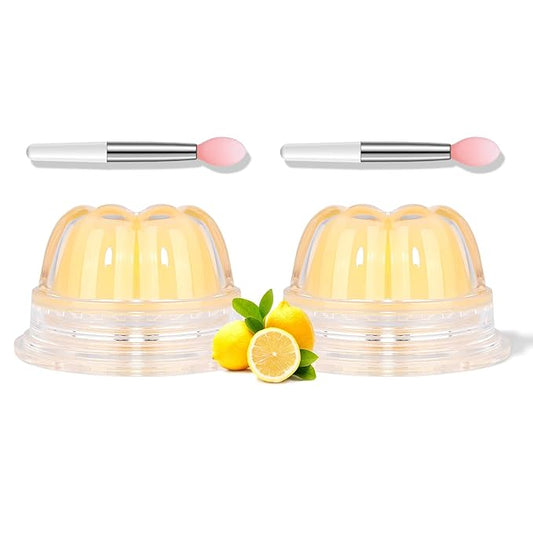 2Pc Jelly Lip Mask Overnight,Fruity Lemon Lip Sleeping Mask Day Night Repair Kawaii Lip Balm Hydrate Plump Dry Lip Scrubs Exfoliator,Lip Care Lip Moisturizer with Collagen-Lemon-FemmiqueWomen