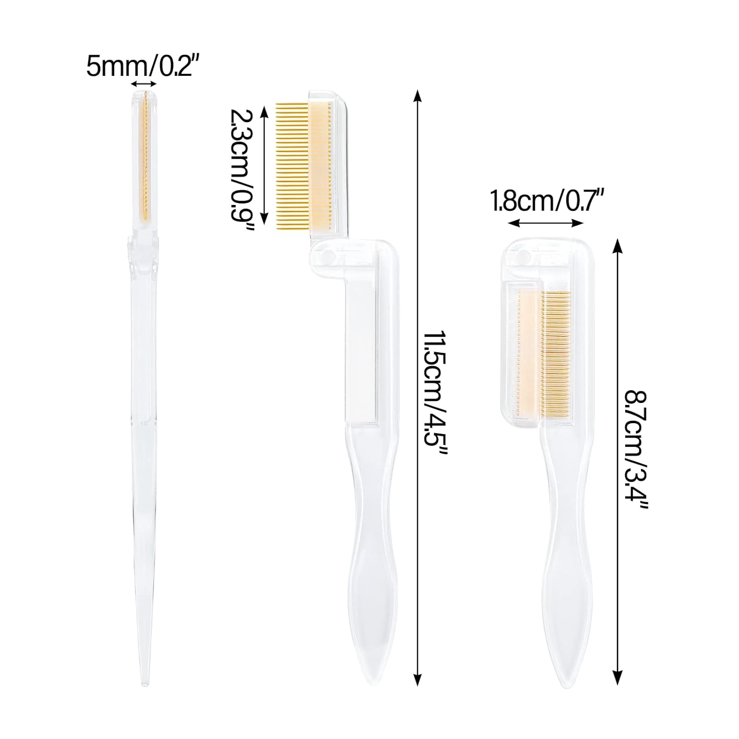 G2PLUS 2PCS Folding Eyelash Comb, Eyelash Separator Tool, White Eyebrow Comb Metal Teeth, Eyelash Brush Tool for Lash & Brow-FemmiqueWomen