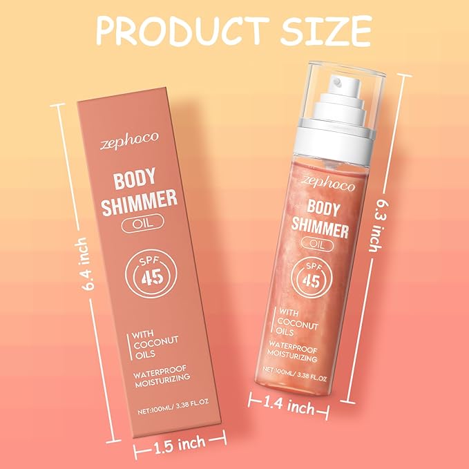 Broad Spectrum SPF 50 Sheer Body Sunscreen Setting Mist Sunscreen Body Glow Oil Spray for Face & Body with Gold Mica Sun-kissed Glow Skin Illuminator Hydrating Non-Greasy (A)-FemmiqueWomen