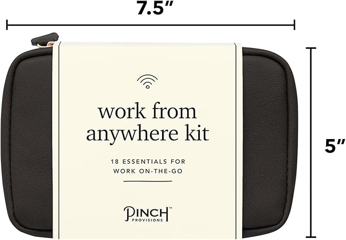 Pinch Provisions Work from Anywhere Kit, Includes 18 Essentials to Help You Stay on Task, Must-Have Essentials, Compact Multi-Functional Vegan Leather Pouch, Black-FemmiqueWomen