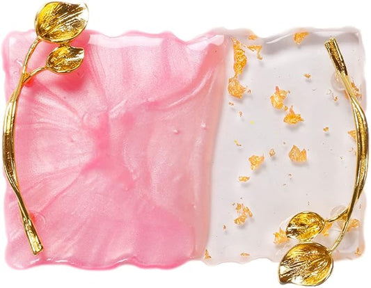 2023 Retro Nail Art Palette, Nail Painting Mixed Color Palette with Leaves Handle, Nail Holder Gel Color Makeup Display Board Pallet (Pink)-FemmiqueWomen