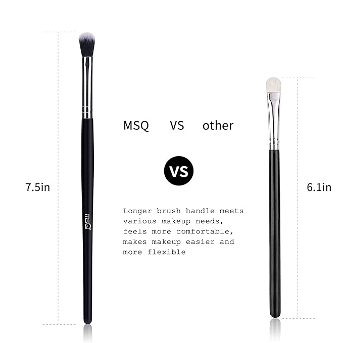 MSQ Eye Makeup Brushes 12pcs Eyeshadow Makeup Brushes Set with Soft Synthetic Hairs & Real Longer Wood Handle for Eyeshadow, Eyelash,Eyebrow, Eyeliner, Blending, Conclear(Black)-FemmiqueWomen