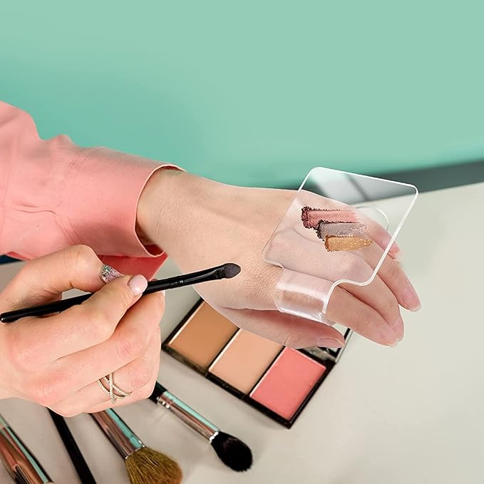 2PCS Clear Acrylic Professional Makeup Palette Handheld Cosmetic Nail Art Manicure Palette for Mixing Foundation Cosmetics Eyeshadow Cremes-FemmiqueWomen