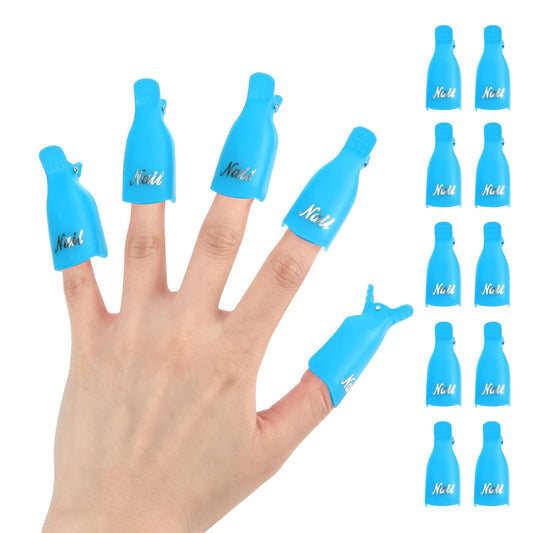 10Pcs Plastic Acrylic Nail Art Soak Off Cap Clip UV Gel Polish Remover Wrap Tool Gel Nail Polish Remover Clips for Fingernail Removal Soak Off Clips Wrap Cleaner Cap Clip Blue-FemmiqueWomen