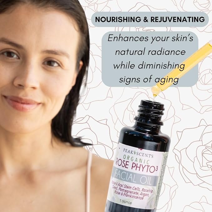 Organic Rose Phyto Facial Oil - Rosehip and Argan Oil Infused with Rose Extract and Frankincense Essential Oil - Ideal for Gua Sha Massage, Anti-Aging Face Oil (1oz)-FemmiqueWomen