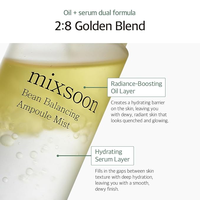 mixsoon Bean Balancing Ampoule Mist Skin moisturizer and Oil balance For Hydrated Radiance Korean Glass Skin Care 3.38 fl. oz. / 100ml-FemmiqueWomen