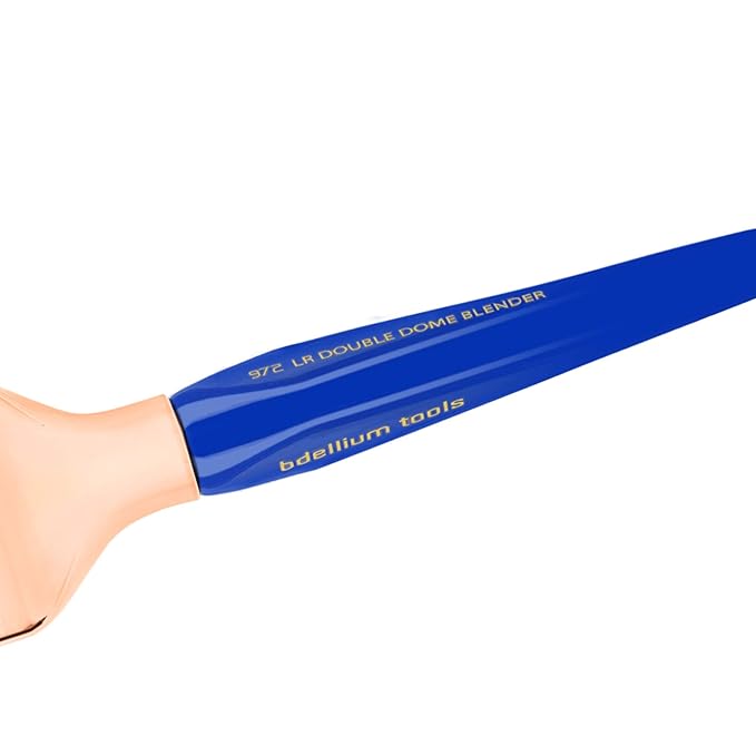 Bdellium Tools Professional Makeup Brush - Golden Triangle 972 Large Rounded Double Dome Blender - With All Vegan and Soft Synthetic Fibers, For Foundation Application & Blending (Blue, 1pc)-FemmiqueWomen