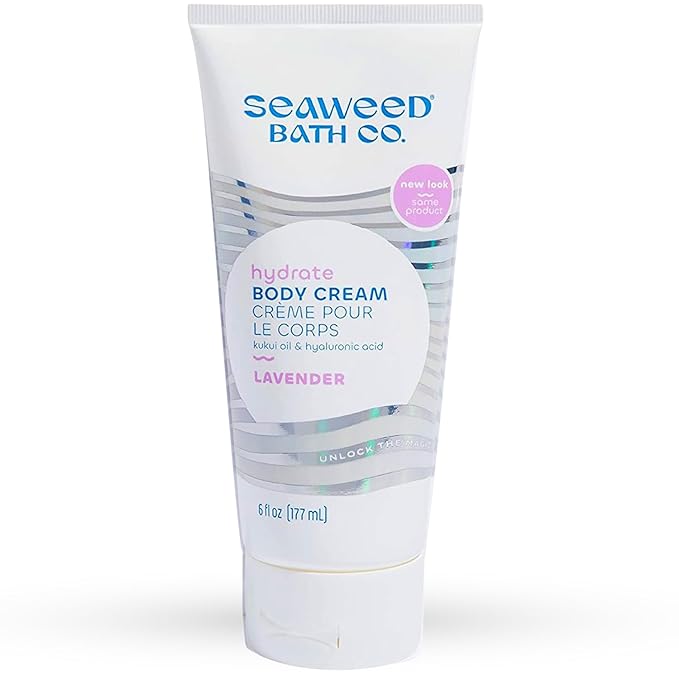 Seaweed Bath Co. Hydrate Body Cream, Lavender Scent, 6 Ounce, Nourishing Hand & Body Lotion Moisturizer for Dry Skin, with Sustainably Harvested Seaweed, Kukui Oil, Hyaluronic Acid, Shea Butter-FemmiqueWomen