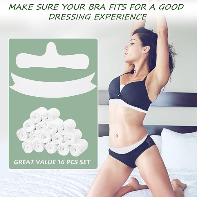 16 Pack Cotton Tummy Liners and Bra Liners Set for Sweat Rash Skin Folds Plus Size Women Sweating Supplies-FemmiqueWomen