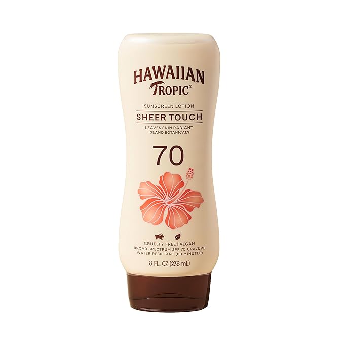 Hawaiian Tropic Sheer Touch Lotion Sunscreen SPF 70, 8oz | Broad Spectrum, Oxybenzone-Free, Sunblock Lotion, Hawaiian Tropic Sunscreen SPF 70, 8oz-FemmiqueWomen
