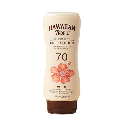 Hawaiian Tropic Sheer Touch Lotion Sunscreen SPF 70, 8oz | Broad Spectrum, Oxybenzone-Free, Sunblock Lotion, Hawaiian Tropic Sunscreen SPF 70, 8oz-FemmiqueWomen