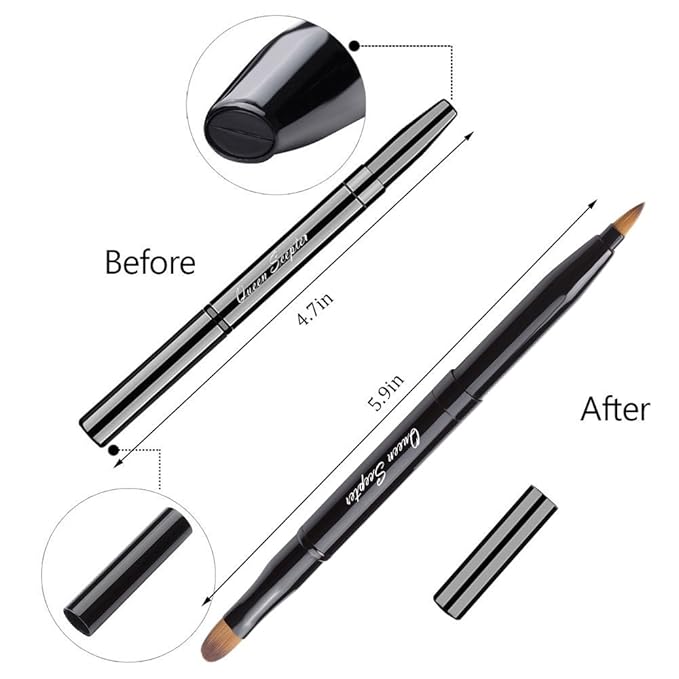 Retractable Dual End Lip Brush Concealer Brush with Cap, Lipstick Eyeshadow Foundation Makeup Brushes Gold, Black, Purple-FemmiqueWomen