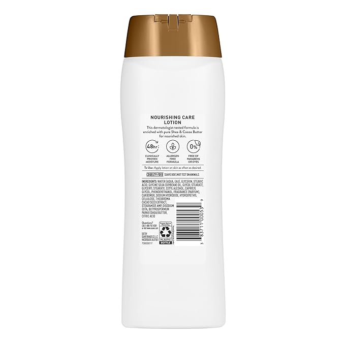 Suave Nourishing Care Hand & Body Lotion with Shea Butter for Women, Deep Moisture for Dry Skin, Fast Absorbing, Allergen Free Moisturizing Cream, 18FL OZ, 6 Pack-FemmiqueWomen