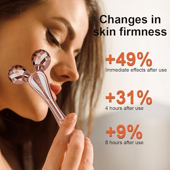 3D Face Roller Metal Facial Massager Face Sculpting Gua Sha Massage Tool for Eye Skin Care Reducing Puffiness Anti-Wrinkle for Women Girl Gift Set(Rose Gold)-FemmiqueWomen