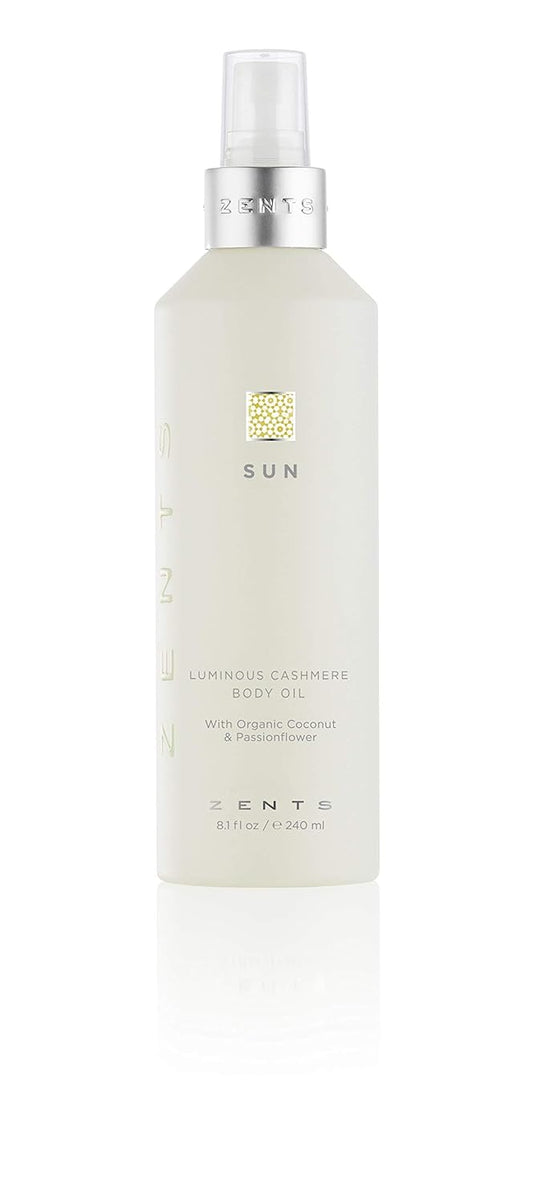 Zents Luminous Cashmere Body Oil (Sun Fragrance) | Moisturizing Body Oil with Vitamin E & Organic Coconut Oil | Softens & Smooths Skin | 8 fl oz-FemmiqueWomen