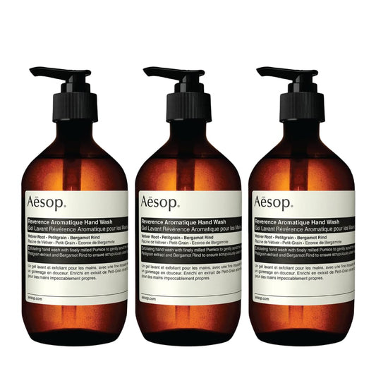 Aesop Reverence Aromatique Hand Wash | Gentle Exfoliating Hand Wash with Finely Milled Pumice | 500mL / 16.9 oz (Pack of 3)-FemmiqueWomen
