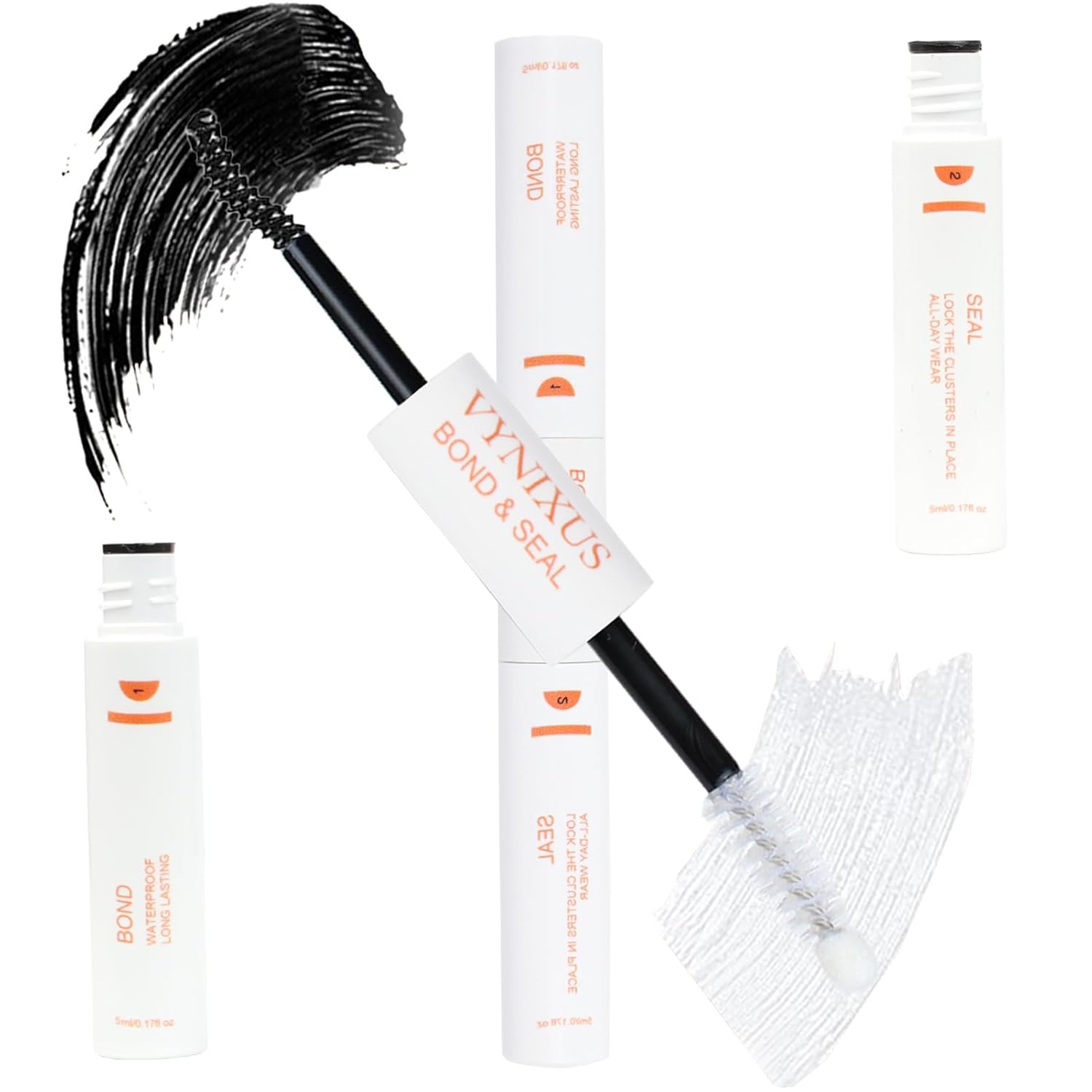 Lash Glue for Eyelash Clusters 2-IN-1 Lash Bond and Seal Waterproof Eyelash Glue DIY Lash Cluster Glue Individual Lash 72H+ DIY at Home 10ml-FemmiqueWomen