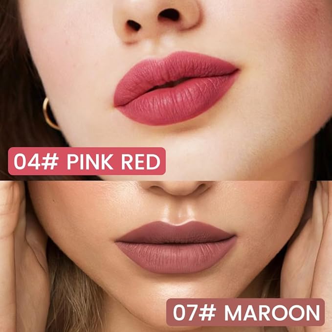 2Pcs Longwear Liquid Lip Liner Stain Marker Pen Set Long Lasting Waterproof, Pink Red Maroon Dusty Mauve Matte 24 Hour Lip Liner and Lipstick Combo, Color Stay Lipliner All Day, Lips Stain peel off-FemmiqueWomen