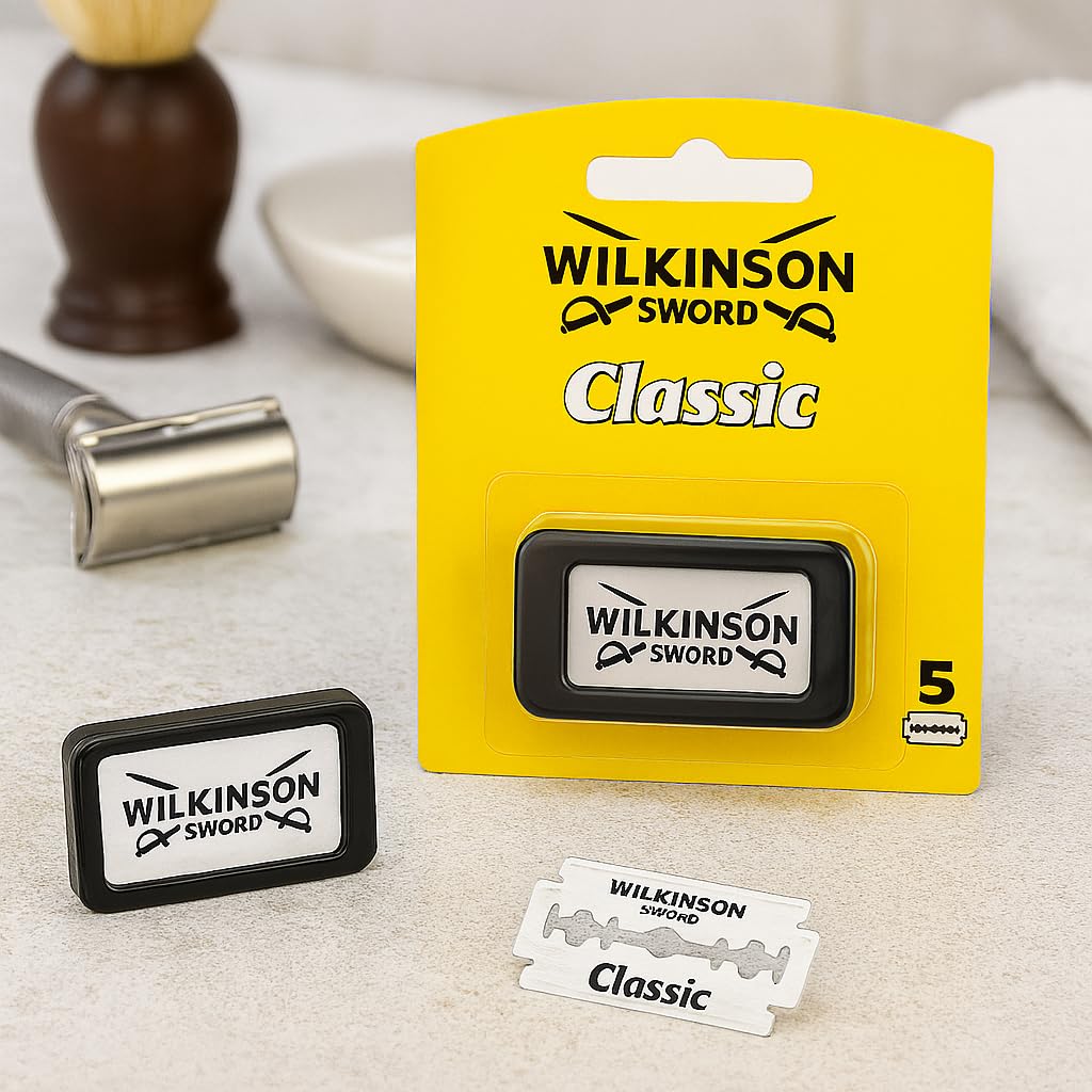 100 Wilkinson Sword Classic Double Edge Safety Razor Blades | German Made Stainless Steel Blades for Smooth, Close Shave | Fits All Double Edge Razors | 20 X 5-FemmiqueWomen