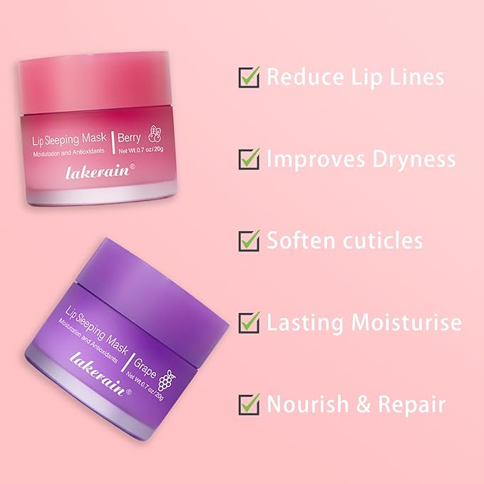 2 Pcs Lip Sleeping Mask, Lip Mask Overnight Hydrate Repair Sleeping Lip Mask, Moisturizing Lip Balm Lip Care Anti Dry Cracked Lip Cream, Lip Scrubs Exfoliator Reduce Lip Lines-FemmiqueWomen