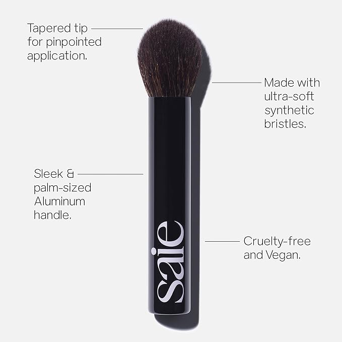 Saie The Fluffy Brush - Soft, Multi-Use Pressed + Loose Powder Brush - Fluffy Makeup Brush with Tapered Tip for Precise Application - Vegan, Cruelty-Free (1 Count)-FemmiqueWomen