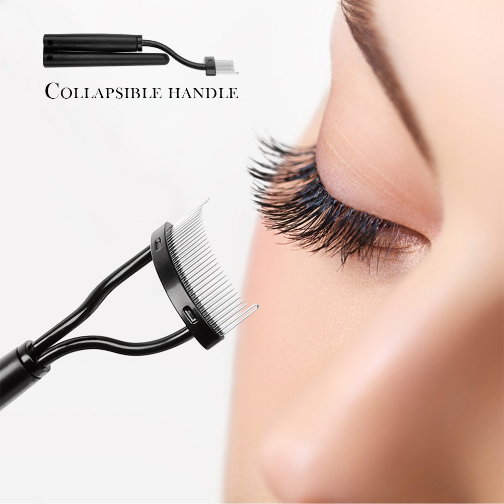 Eyelash Comb Eyebrow Brush DUcare Eyelash Separator Mascara Applicator Eyelash Definer With Comb Cover Arc Designed Cosmetic Brushes Tool Black-FemmiqueWomen
