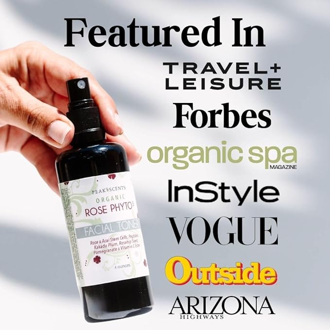 Organic Phyto³ Rose Water Facial Toner Spray - Pure Rosewater for Face, with Acaí and Herbal Extracts - Eco-Friendly and Vegan - Hydrating Rose Water Organic Face Spray (4 oz)-FemmiqueWomen