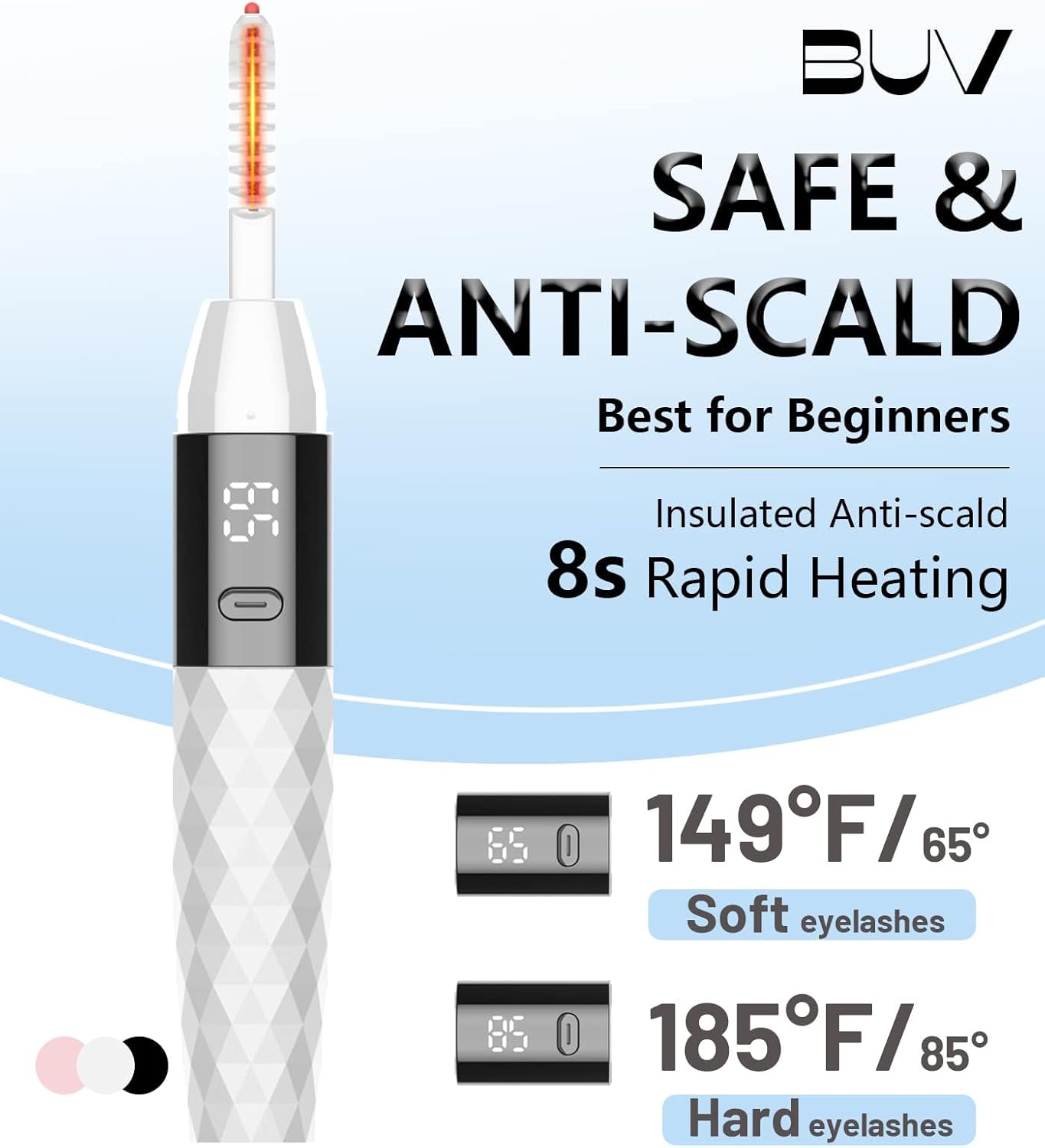 Heated Eyelash Curlers - Heated Lash Curler Best Seller Electric Eyelash Curler Rechargeable for 24H Long Lasting Natural Eyelashes, 4 Heating Modes, 8S Fast Heating, White-FemmiqueWomen