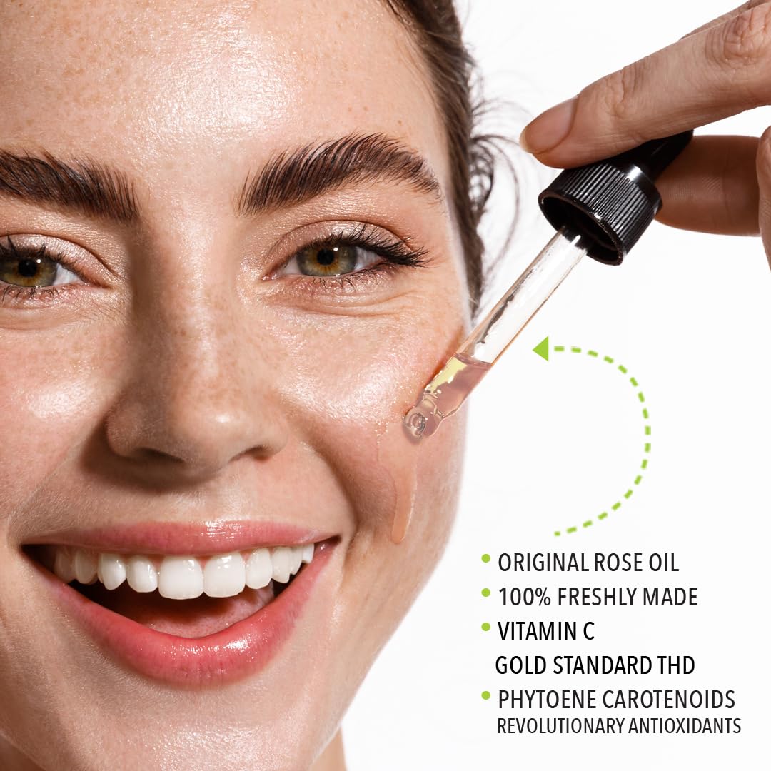 Squalane + Vitamin C Rose Oil Serum | Luxury Hydrating & Brightening Face Oil | With THD Vitamin C, Rosa Damascena & Carotenoids | Freshly Made in USA | 15ml-FemmiqueWomen