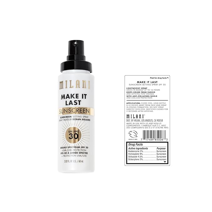 Milani Make It Last Sunscreen - Sunscreen Setting Spray with SPF 30 - Makeup Primer and Setting Spray with SPF30 Sunscreen, Long Lasting Makeup Finishing Spray - 2 Pack-FemmiqueWomen