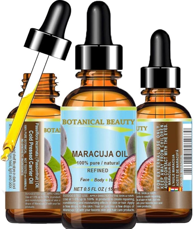 MARACUJA OIL 100% Pure Natural Cold Pressed Undiluted for Face, Skin, Hair, Body, Lip, Nails 0.5 Fl.oz.- 15 ml Rich in Vitamin C-FemmiqueWomen