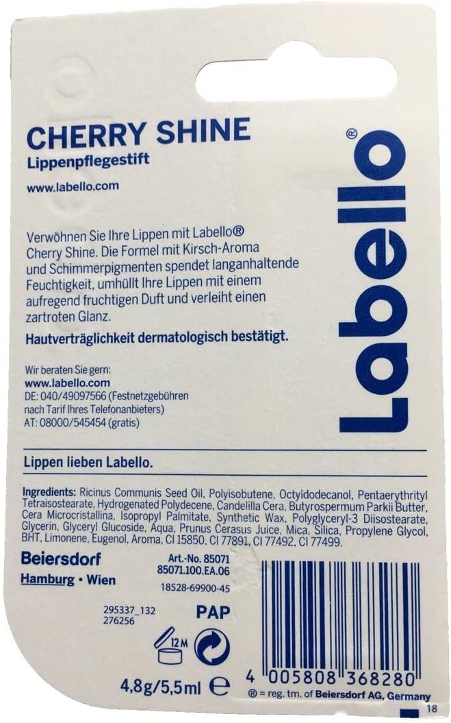 3 LABELLO CHERRY FRUITY SHINE LIP BALM STICK CARE BEAUTY SOFT SMOOTH SPF 10 NEW-FemmiqueWomen