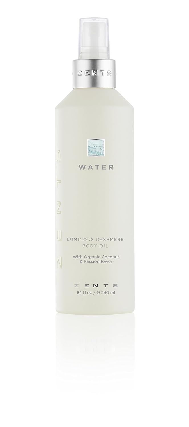 Zents Luminous Cashmere Body Oil (Water Fragrance) | Moisturizing Body Oil with Vitamin E & Organic Coconut Oil | Softens & Smooths Skin | 8 fl oz-FemmiqueWomen
