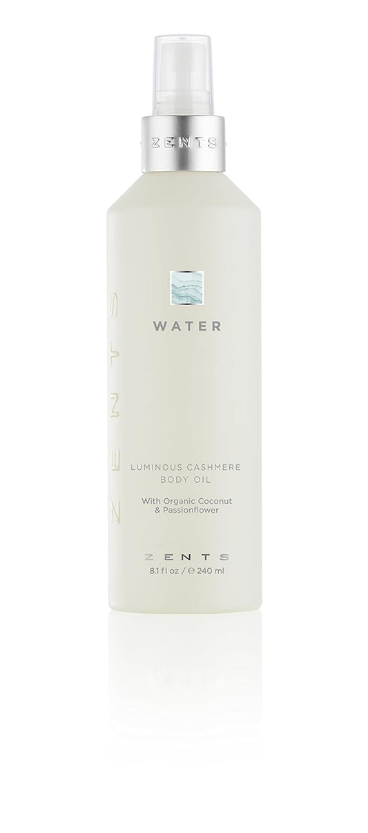 Zents Luminous Cashmere Body Oil (Water Fragrance) | Moisturizing Body Oil with Vitamin E & Organic Coconut Oil | Softens & Smooths Skin | 8 fl oz-FemmiqueWomen