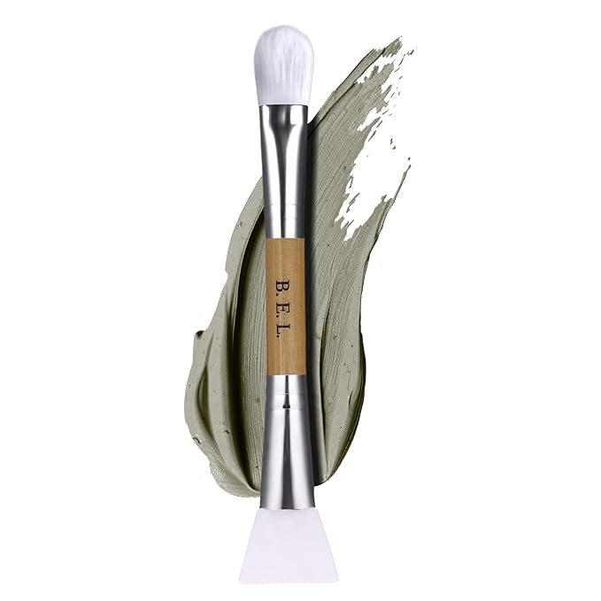 Bare Essentials Living - Clay Face Mask Brush (1 Pack, Bamboo) Dual Soft Silicone Face Mask Applicator Brush Tool, Great Facial Essentials, Moisturizer Applicator & Skincare Brush for Facials-FemmiqueWomen
