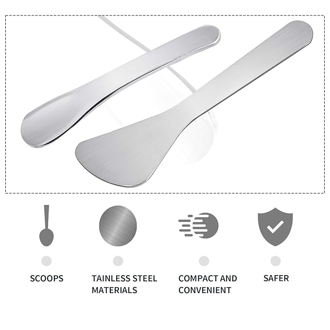 2Pcs Mini Metal Cosmetic Spatulas, Makeup Spatulas, Skincare Spatula, Cream Spatula, Beauty Accessories for Mixing and Sampling Plant Masks, Skin Care Creams, Eye Cream, Essences(Style 3)-FemmiqueWomen