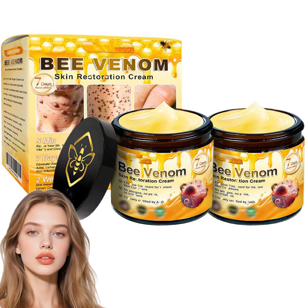 Bee Venom Skin Restoration Cream, Bee Venom Skin Treatment Cream, Repair and Wrinkle Reducing Comprehensive Moisturizer for All skin Types 2PC-FemmiqueWomen