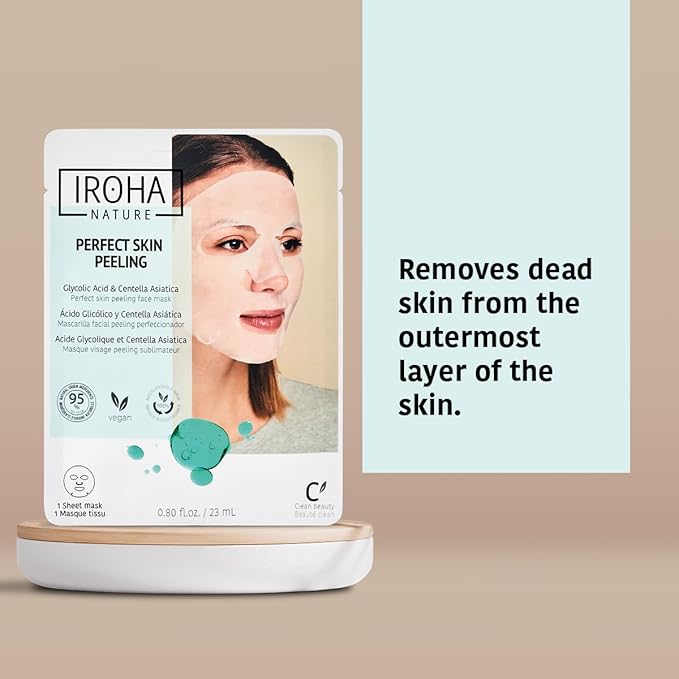IROHA NATURE Glycolic Acid Peeling Face Mask (Pack of 5) | Skin Perfecting for a Radiant & Smooth Look | Instant Regeneration in Just 15 Minutes | Clean Beauty | 100% Vegan-FemmiqueWomen