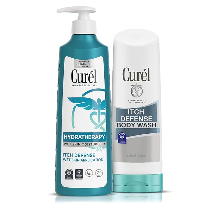 Curel Hydra Therapy Itch Defense Moisturizer and Body Wash Set, Wet Skin Lotion + Curel Itch Defense Calming Daily Cleanser, Body Wash, for Dry, Itchy Skin, 12 oz & 10 oz, Pack of 2-FemmiqueWomen