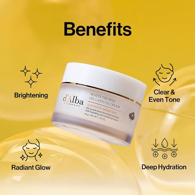 d'alba Piedmont Italian White Truffle Oil Capsule Cream, Glass Skin with Vita-Cera Oil Capsules, Deep Hydration Face Moisturizer (1.94 oz.)-FemmiqueWomen