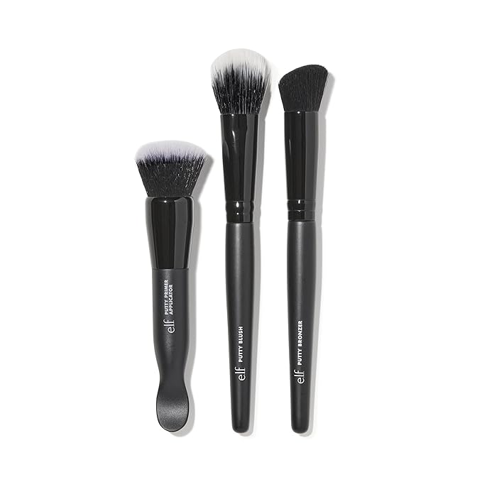 e.l.f. Putty Tools Trio, Set Of 3 Face Makeup Brushes For Putty Products, Helps You Easily Blend Putty Primer, Blush & Bronzer, Vegan & Cruelty-Free-FemmiqueWomen