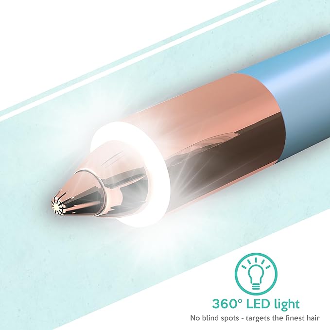 2 in 1 Flawless Eyebrow and Facial Hair Remover for Women Painless Electric Razor Epilator Trimmer Shaver with 18K Gold-Plated, USB Rechargeable, 360° LED for Eyebrow and Face Hair Removal-FemmiqueWomen