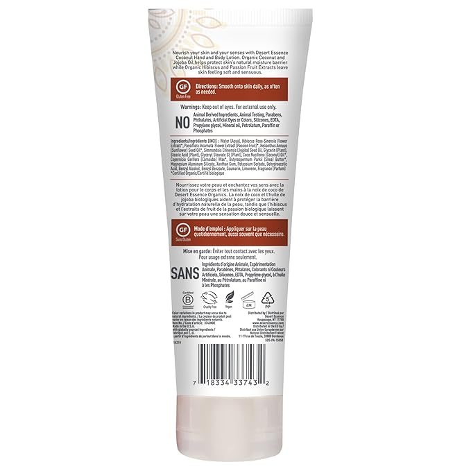 Desert Essence Organic Coconut Hand and Body Lotion 8 fl. oz.-FemmiqueWomen