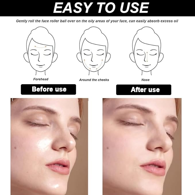 2Pcs Volcanic Face Roller Oil Control On The Go Oil-Absorbing Blotting Tool Natural Volcanic Roller Stone Ball (Black and White)-FemmiqueWomen