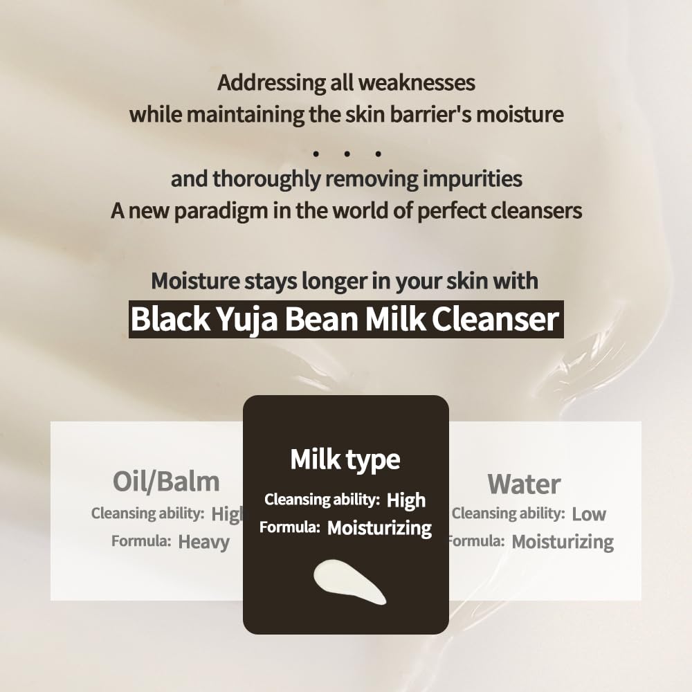 Black Yuja Bean Milk Cleanser - Sensitive Skin, Korean Skincare, Vegan, Hypoallergenic, Moisturizing, Hydrating, First Facial Cleansing, Cleansing Milk, K-Beauty, Gentle Face Wash-FemmiqueWomen
