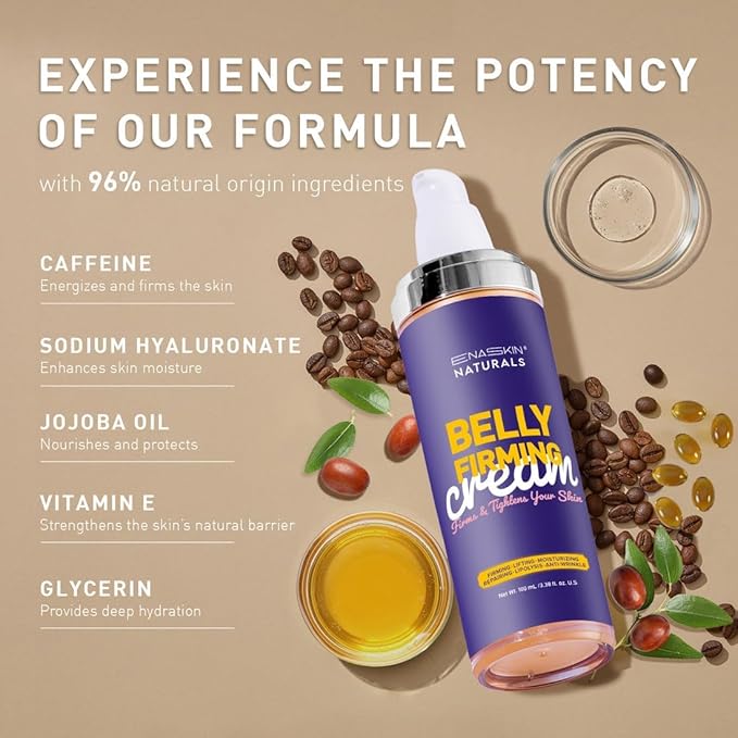 Belly Firming Cream: B Flat Skin Tightening Cream , Cellulite & Stretch Mark Reduction & Tummy Hips Cream & Body Firming for Stomach & Thighs & Arms – 3.38 Fl Oz-FemmiqueWomen