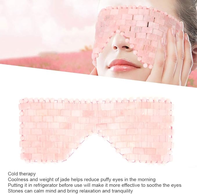 Jade Eye Mask,Jade Stone Cooling Mask,Jade Stones Anti-Aging Cooling Sleeping Eye Mask,Cold Eye Massager Eye Covers for Relief Eye Fatigue(Rose Quartz)-FemmiqueWomen